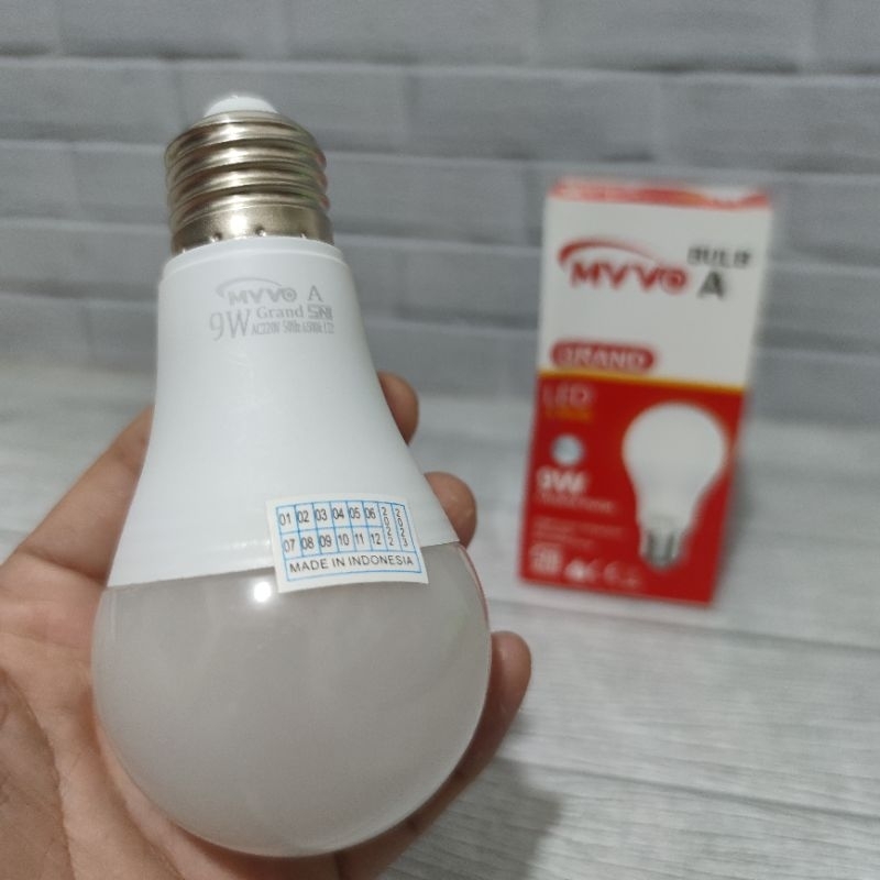 MYVO GRAND LAMPU LED A BULB 9W 9 WATT BOHLAM GARANSI 2 TAHUN