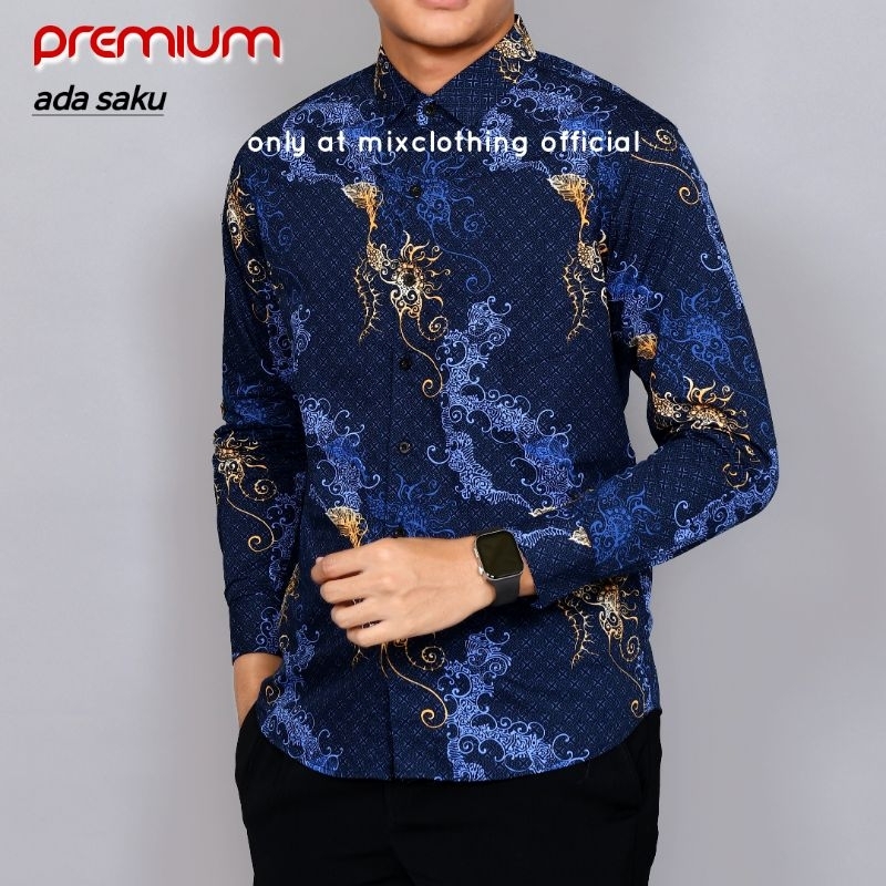 BATIK UNIK ASLI KEMEJA PRIA SLIM FIT BATIK PRIA SLIMFIT D536 MIX CLOTHING