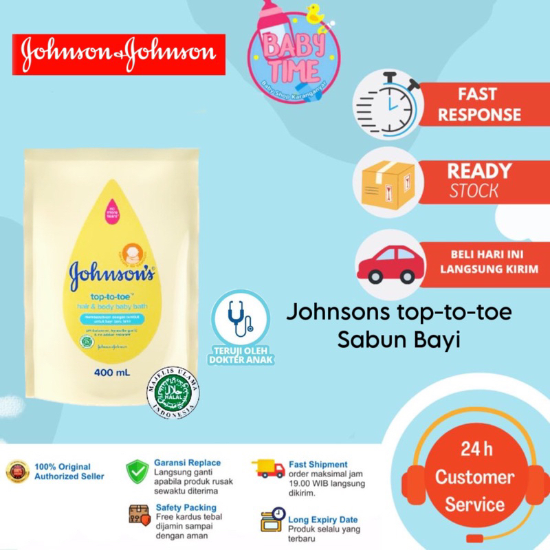 JOHNSON’S® Top-To-Toe Hair &amp; Body Baby Bath - Sabun Bayi 2in1 Refill 400ml - Sabun Mandi Bayi