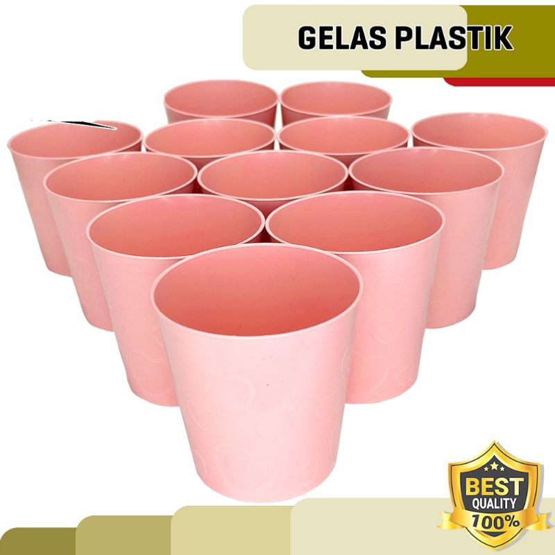 GELAS PLASTIK TEMPAT AIR MINUM KOPI TEH MANIS MOTIF LOVE DIAMETER 7,5 CM BPA FREE