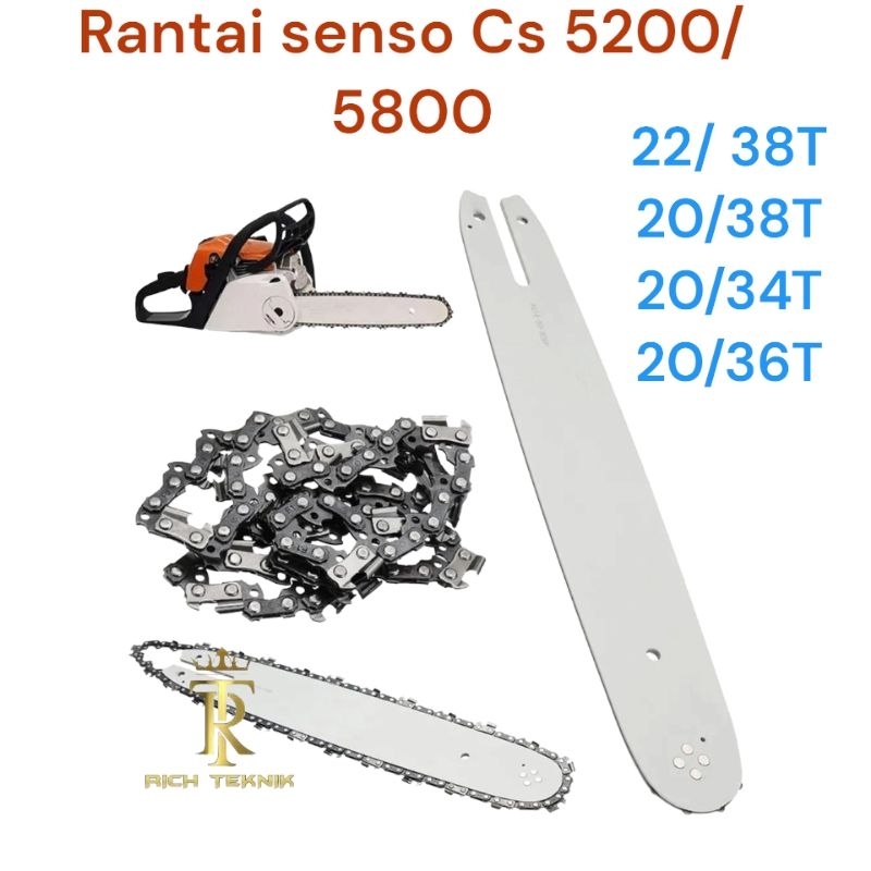 rantai chain saw Potong kayu Cs 5200/ Cs 5800 Mata rantai Senso Cs 5200 /5800
