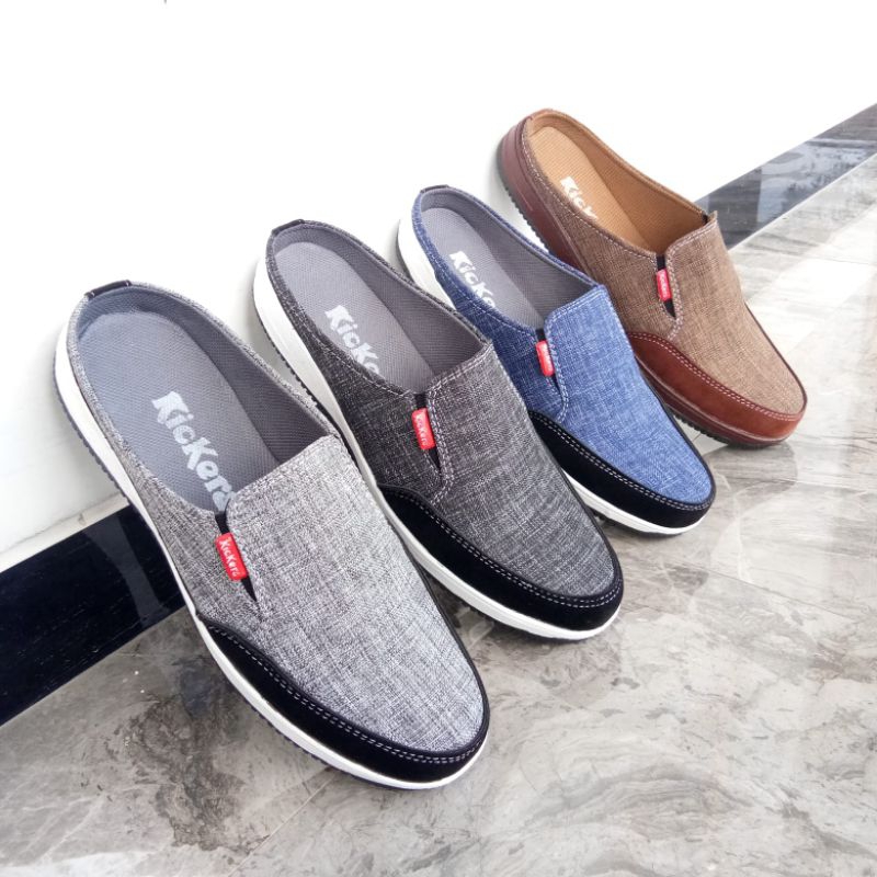 Sandal Sepatu Pria Bustong Casual Slip on Terbaru