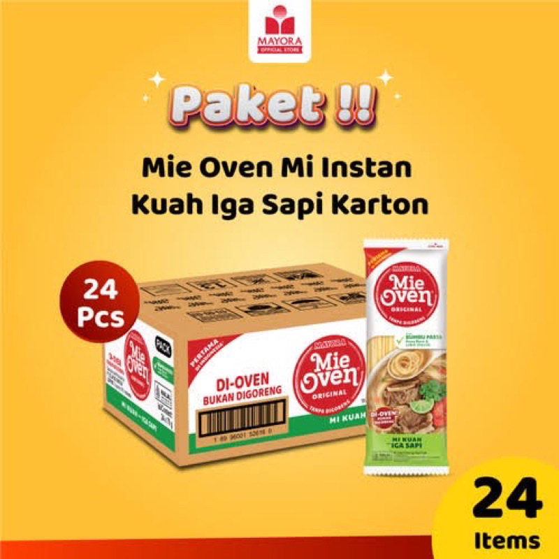 

Mie OVEN Mayora Mi Instan KUAH IGA SAPI - ( HARGA 1 DUS isi 24 )