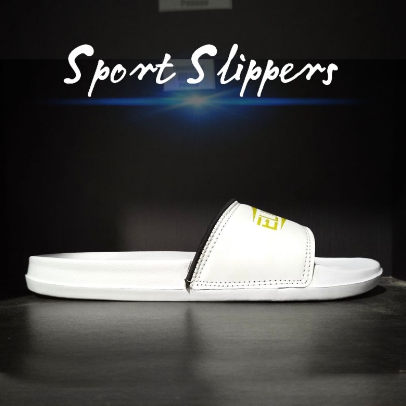 Sandal Slop Pria Distro Slippers Eliger White &amp; Black