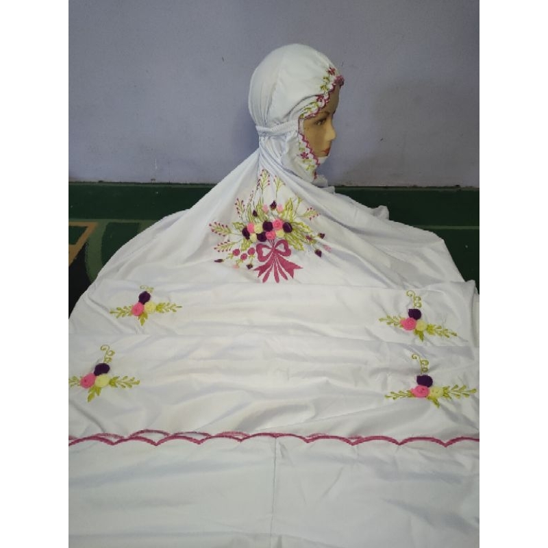 mukena dewasa terusan bordir tile bahan poli medium