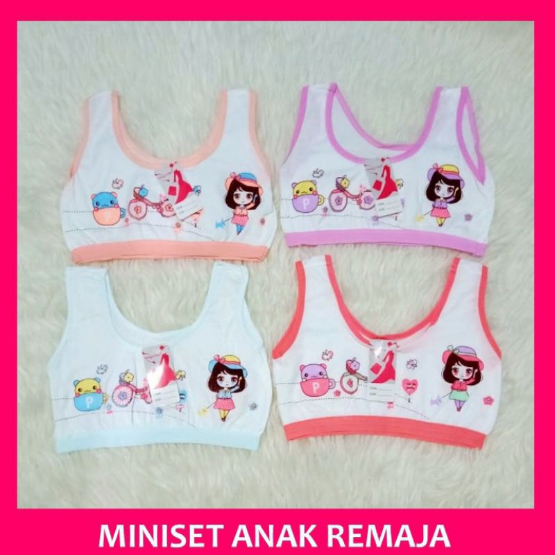 ½ lusin miniset anak remaja bahan katun motif gambar termurah | miniset anak tali besar cantik