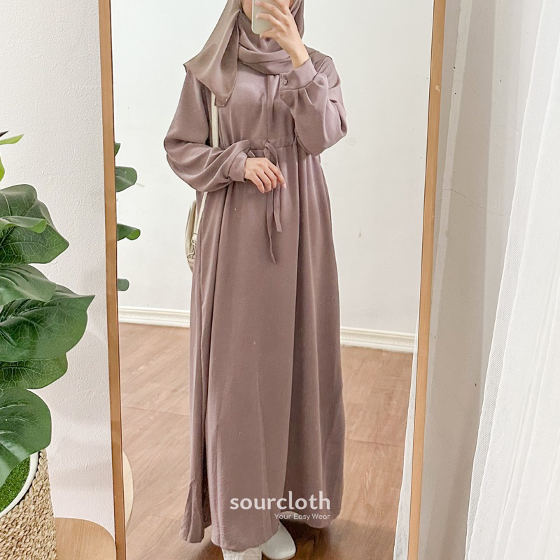 BASIC DRESS - Gamis Kaftan Abaya Syar'i Polos Busui Allsize Bahan Crinkle