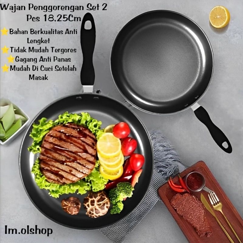 Teflon 2 PCS Fray Pan Set Non Stick/Teplon Wajan Anti Lengket/Teflon Murah⭐Im.olshop⭐