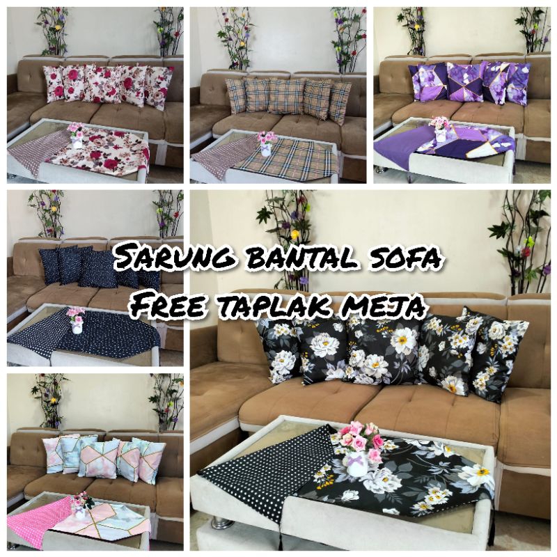 Sarung sofa set isi  5pcs sarban dan 1 taplak meja