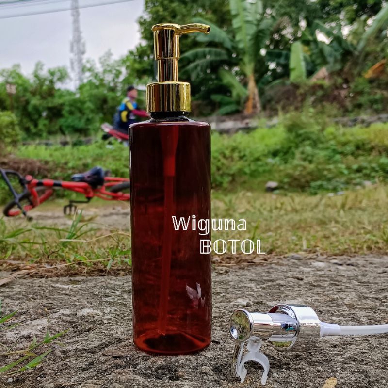 Botol Pump 250ml Rf Amber / Botol Pet 250ml Coklat Model Rf Tutup Pump Clip oil