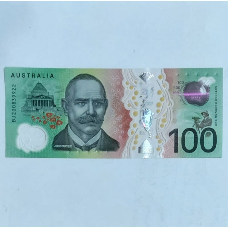 Souvenir Uang Asing Kuno Australia 100 Dolar Polymer