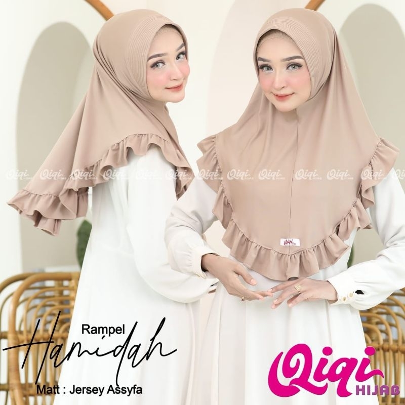 [ Qiqi Hijab ] HAMIDAH REMPEL ••hijab instan pet rempel••hijab instan jersey premium