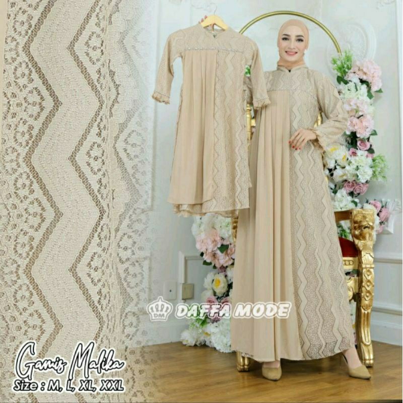 Gamis Matt brukat Malika Anak 10 - 13 Tahun warna Nude