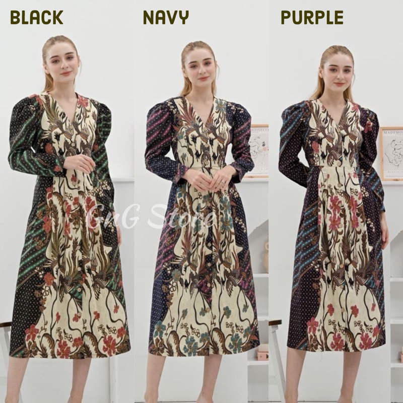 Dress Batik 258 UP/ Batik Wanita Modern/ Dress Batik Panjang