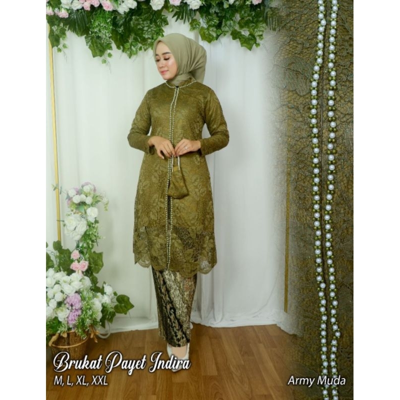 Tunik Brukat Payet Indira + Rok Bawahan