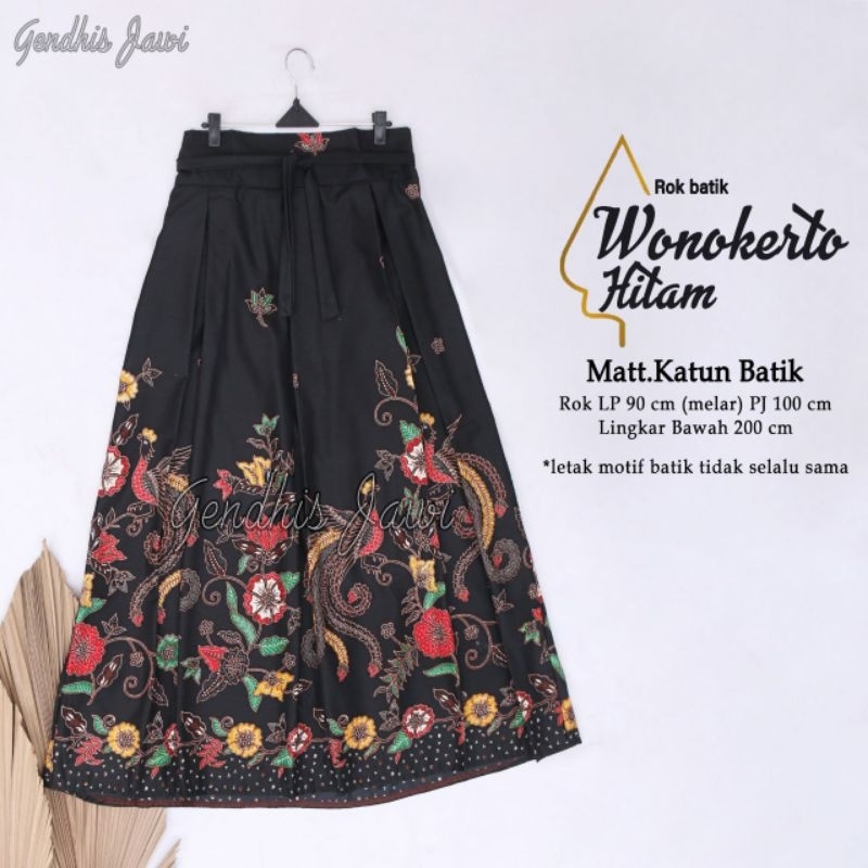 Rok Payung Modern Wonokerto Hitam Batik Alusan Pekalongan Katun Premium - Waniadol Batik