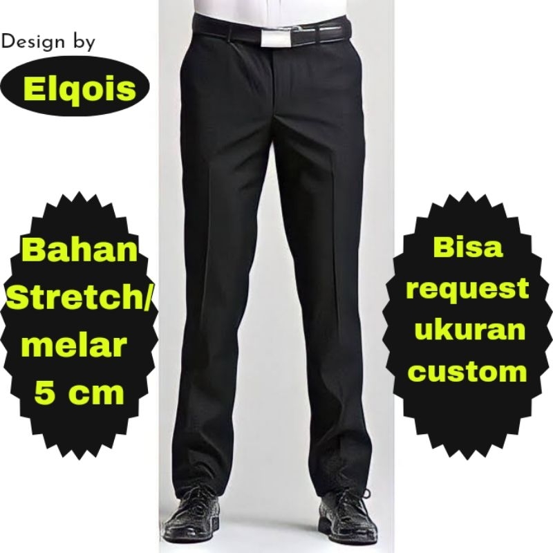 Celana Kerja Kantor Formal STRETCH 5cm SLIMFIT Dan REGULER Bahan Melar 5cm Pria Bahan Semiwol HITAM, ABU, NAVY Murah Celana Panjang  Bahan Semi Woll Dewasa (  BISA REQUEST UKURAN CUSTOM)