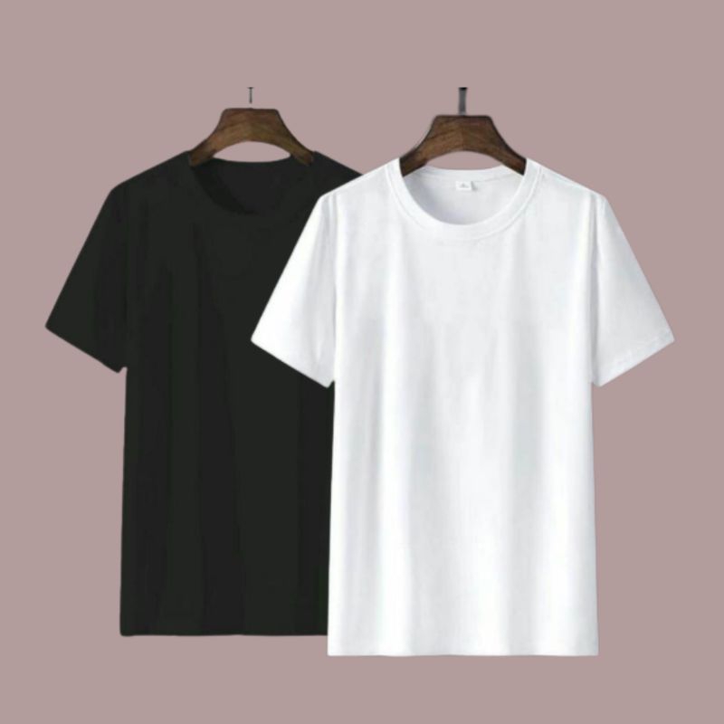 baju polos / kaos polos pria dan wanita / kaos cotton putih dan hitam