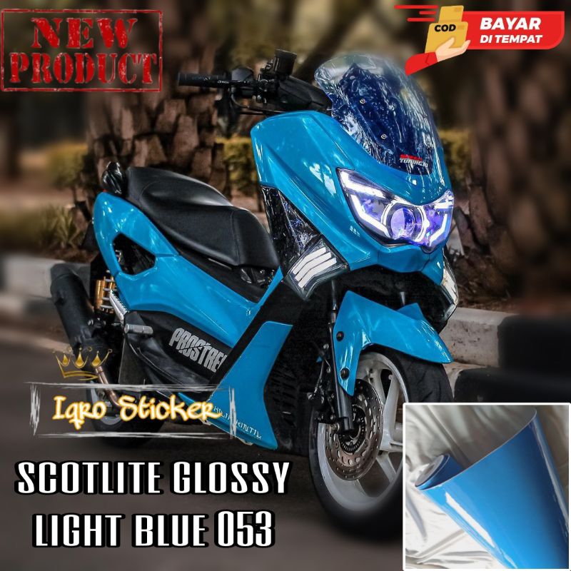 Sticker Skotlet Biru Muda Glossy Scotlite Light Blue Glossy Stiker Skotlet Motor Biru Langit Scotlit