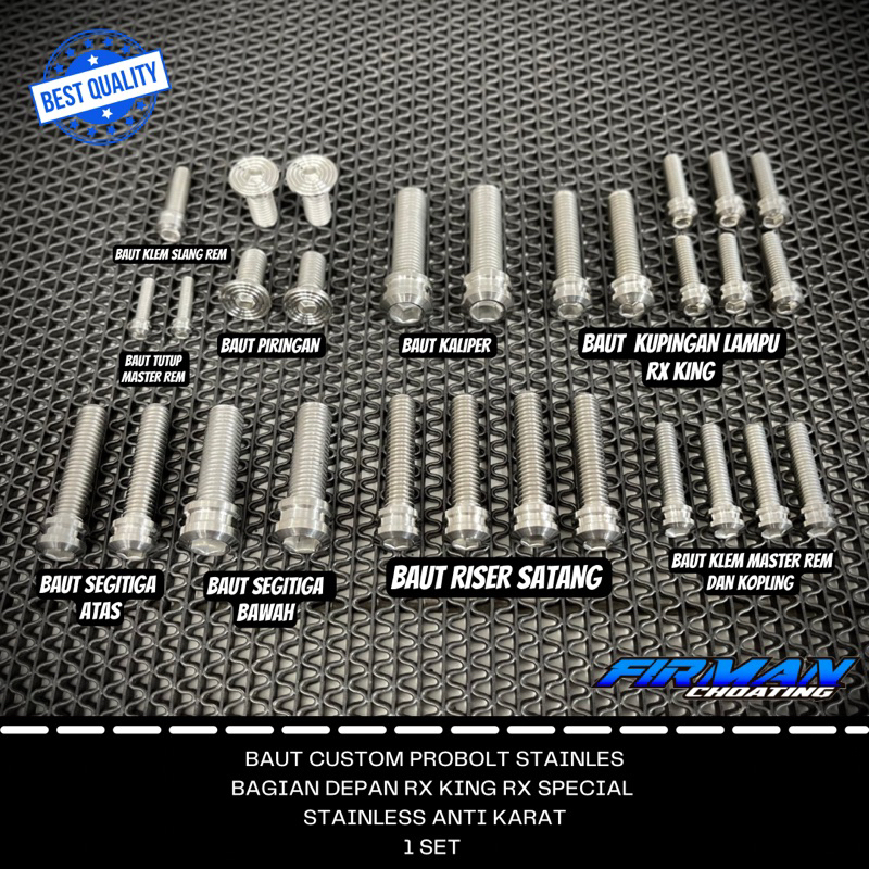 BAUT CUSTOM PROBOLT RX KING BAGIAN DEPAN STENLIS ANTI KARAT (Harga/1set)