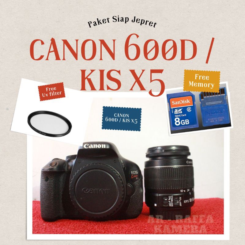 kamera DSLR Canon eos 600D versi kiss x5 lensa kit murah