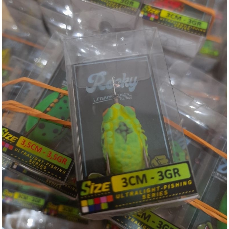Rocky motif realistis 3D umpan pancing casting mini soft frog 3.0cm 3.5cm umpan casting gabus UV bright finishing kodok tiruan katak karet latex