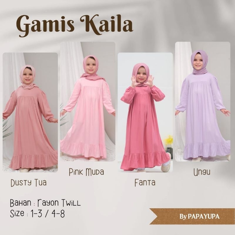 Gamis Kaila by PAPAYUPA size 1 - 8 thn/gamis anak kaila