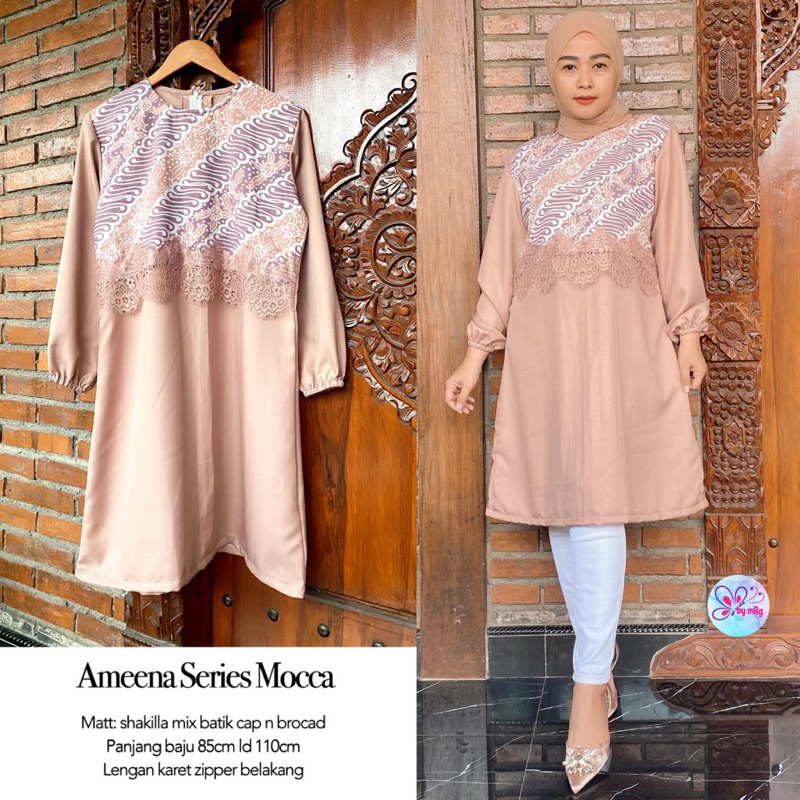 AMEENA SERIES TUNIC BATIK MODEREN TUNIC AMENA TUNIC BATIK CAP BROKRAT