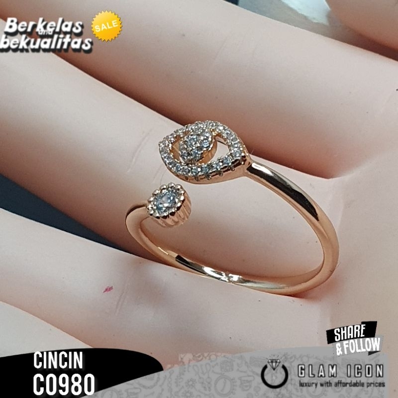 Cincin Wanita Motif daun silang zircon C0980 CCG