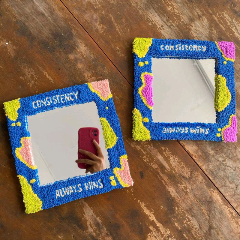 Persona Cermin punch needle Quotes rug mirror