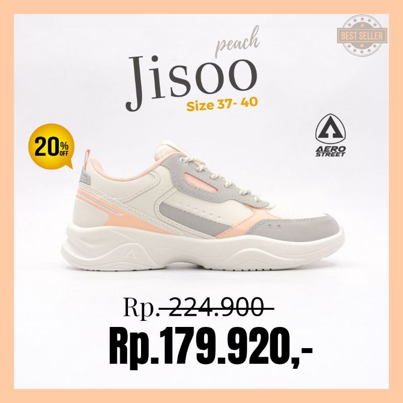 Aerostreet 37-40 jisoo Putih Natural Peach - Sepatu Sneakers Casual Sport Pria Wanita Aero medan