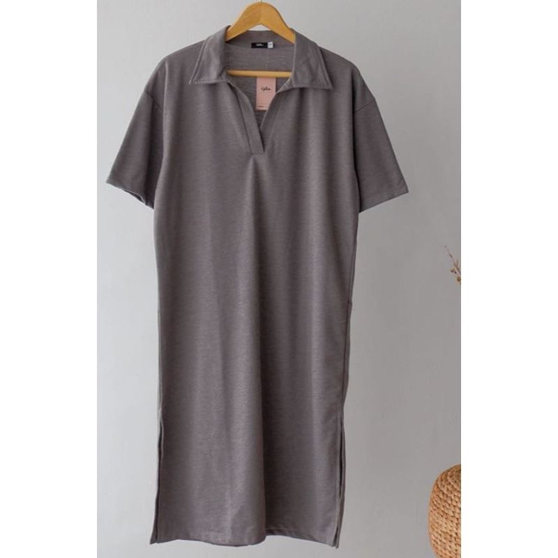 salwa midi dress v-neck crinkle airflow| atasan wanita masa kini