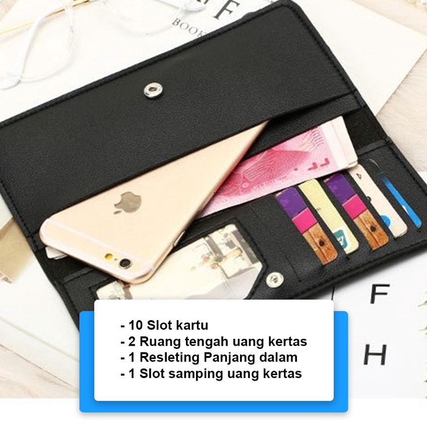 Dompet Lipat Wanita D88 Dompet Panjang Desaign Slim Dompet Fashion Wanita Keren Zamzam