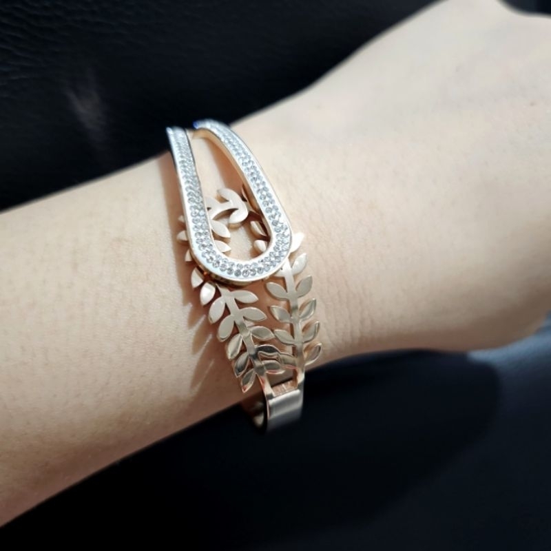 Gelang Titanium Asli Motif CH Premium Quality Anti karat anti alergi Stainless steel branded band Silver G004