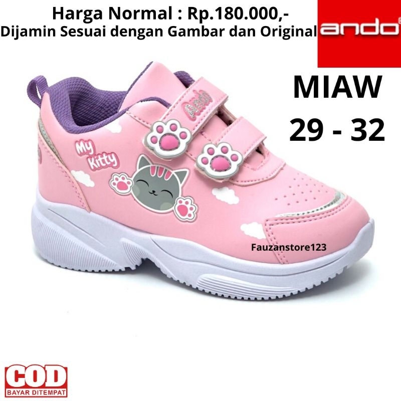 SEPATU ANAK PEREMPUAN ANDO MINICORN MIAW MERMAID PEREKAT KARAKTER KUDA PONI KUCING SEKOLAH PAUD TK SD ORIGINAL