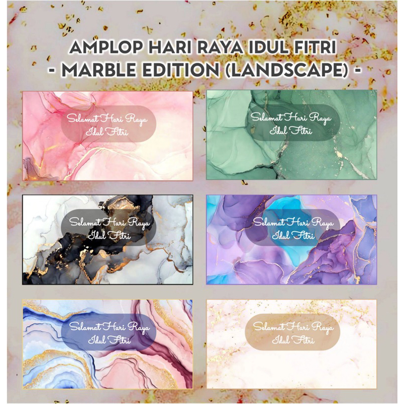

Amplop Lebaran THR Hari Raya Idul Fitri Marble Edition (landscape)
