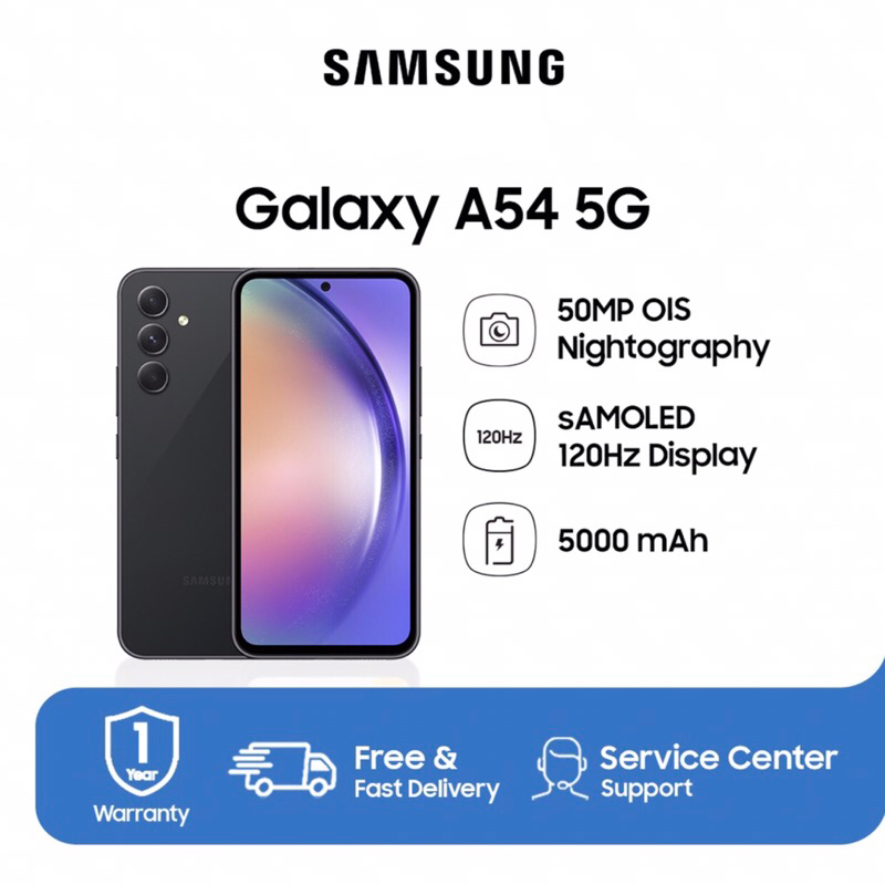 Samsung Galaxy A54 5G | 8GB+128GB - 8GB+256GB | Exynos 1380 | 50MP Triple Camera | IP67 | 6.4&quot; Super AMOLED | Li-Po 50000mAh | Garansi Resmi Sein 1 Tahun