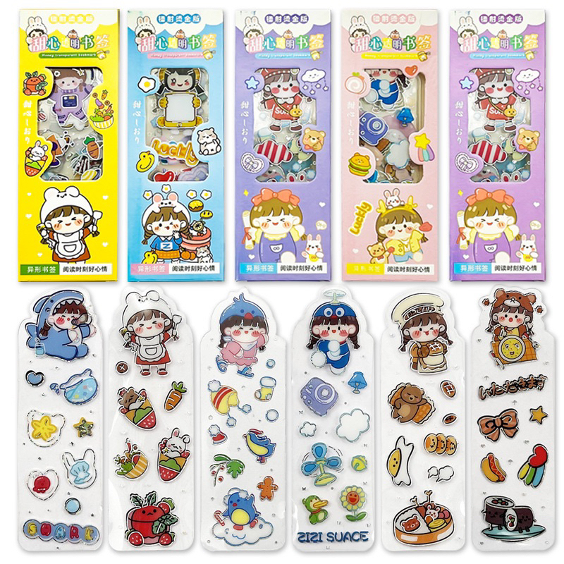 

Delunashop Pembatas buku Plastik transparan book mark kartun lucu bookmark cartoon reward gifts