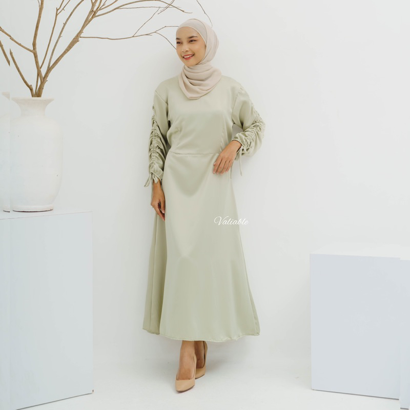 Khalisa Drawstring Satin Maxy Dress Valiable