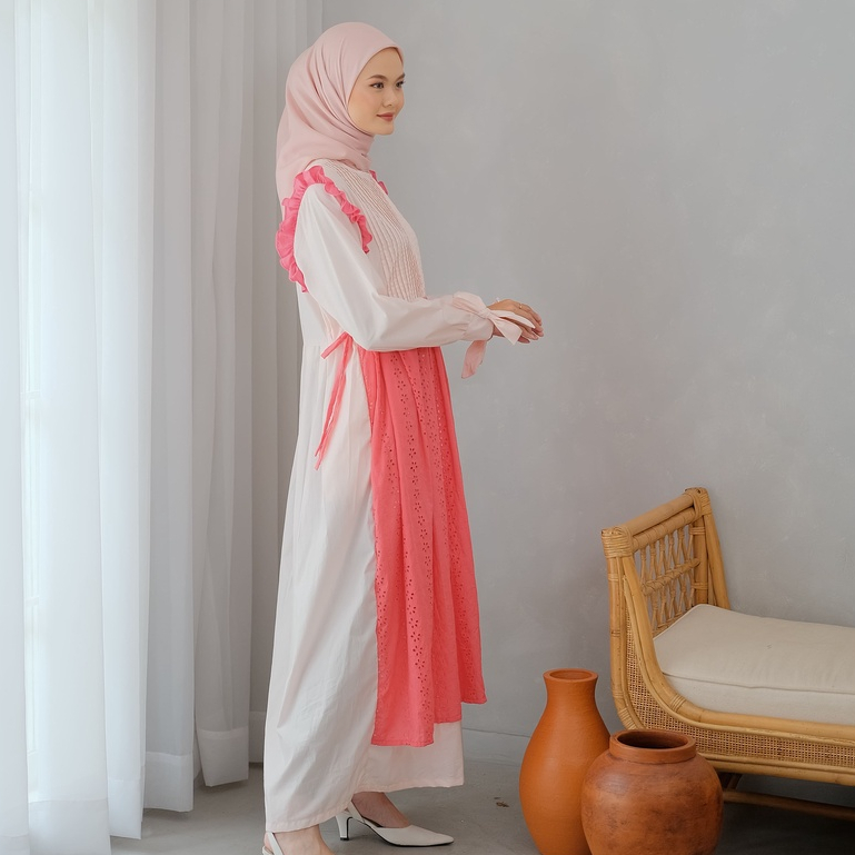 Eleanorre Sora Pink Dress Muslim Wanita