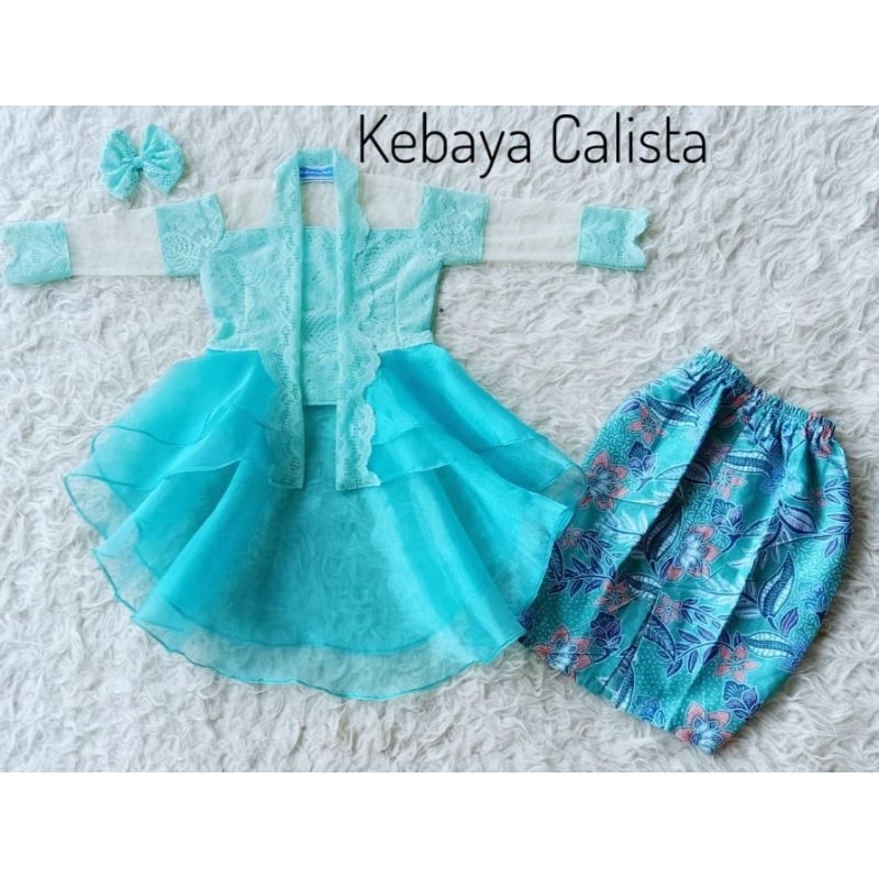 kebaya calista mint/kebaya brokat anak dan dewasa/baju adat anak/kebaya anak terbaru/kebaya anak modern