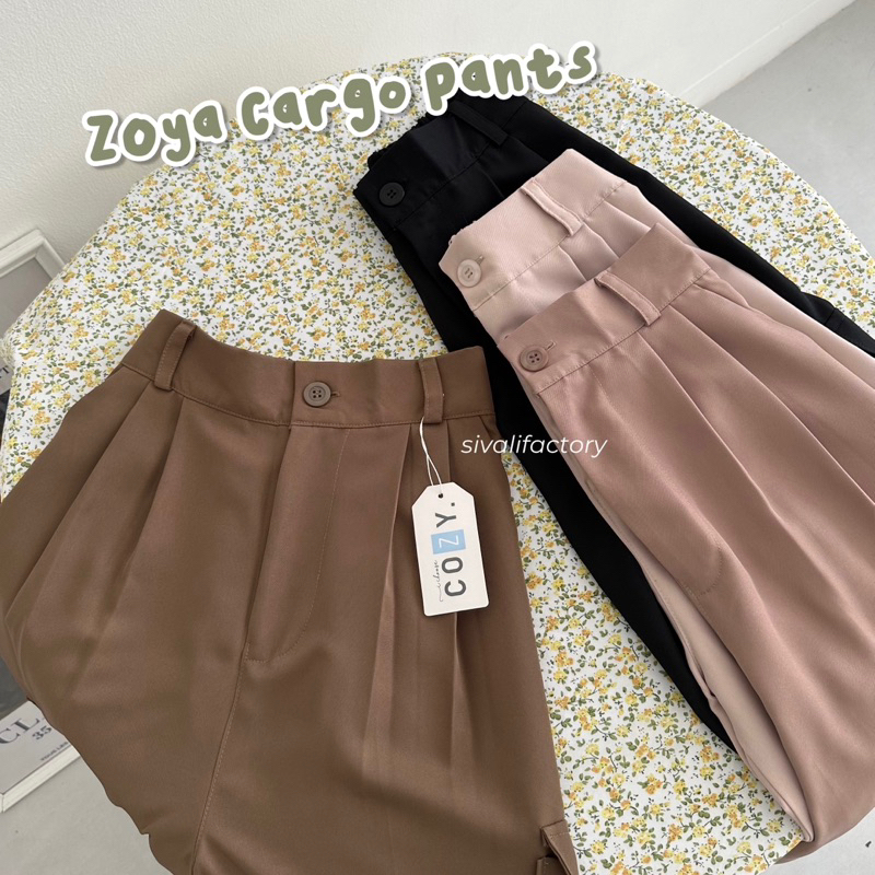 SIVALI Zoya Cargo Pants - Highwaist Loose Cargo - Celana Kargo Wanita - Baggy Pants