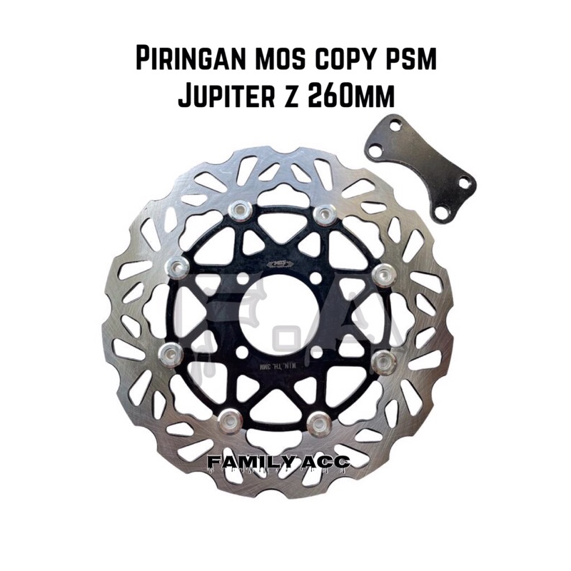 PIRINGAN CAKRAM LEBAR 260MM COPY TDR/ PSM/ KTC VARIASI + BREKET JUPITER Z/FIZR FI ZR FIZ R/VEGA LAMA BLACK EDITION