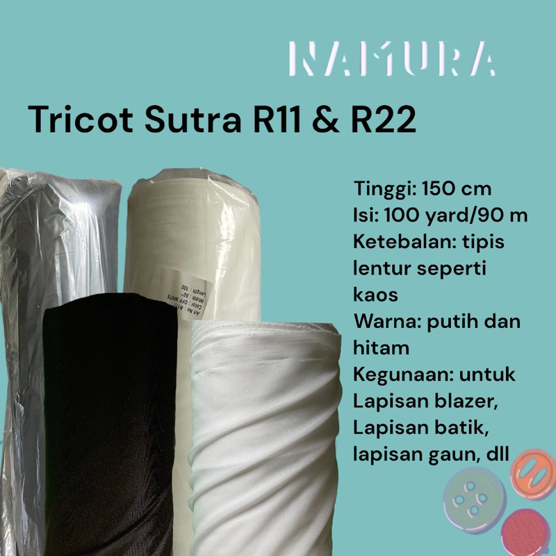 Tricot Sutra Trikot jepang R11 R22 Lebar 150cm