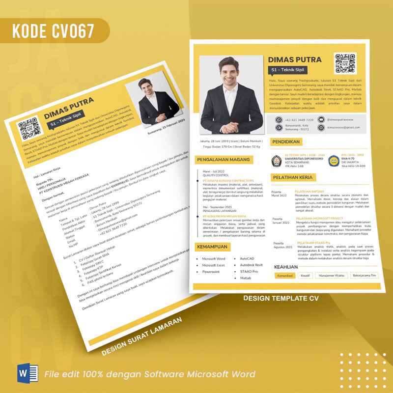(CV 067) Template CV & Surat Lamaran File Microsoft Word