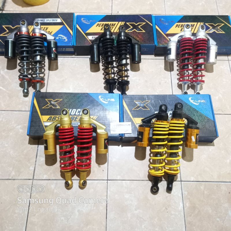 shock belakang xline 28 32 tiger gl cb mp rxking fizr shockbreaker x line as gold merah yellow gold 