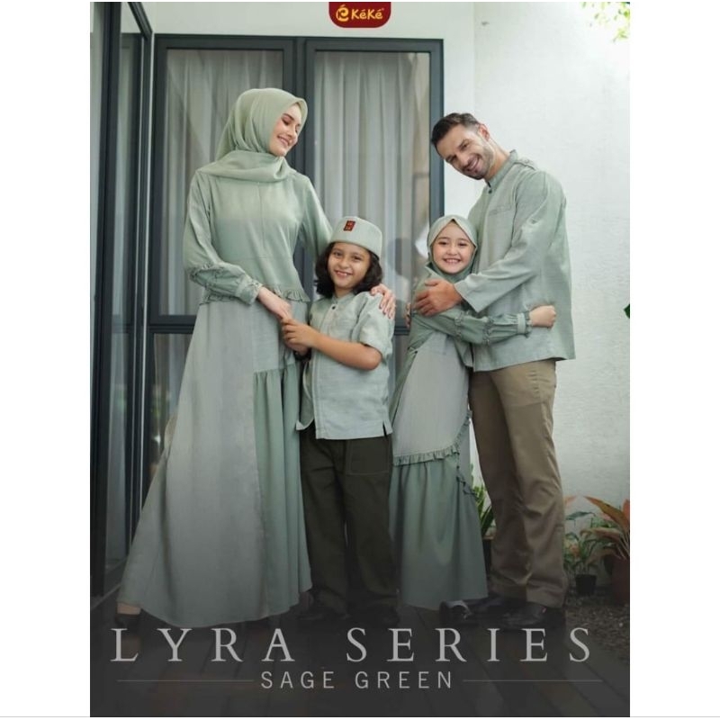 Sarimbit Family Premium Lyra Series Sage Green by Keke|Sarimbit Terbaru 2023|Baju Lebaran|Gamis Busu