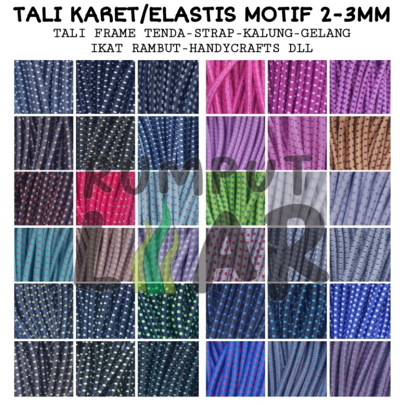 Tali Karet Elastis 2mm 2.5mm 3mm Motif Bintik Tali Masker Frame Tenda Ikat Rambut Korea