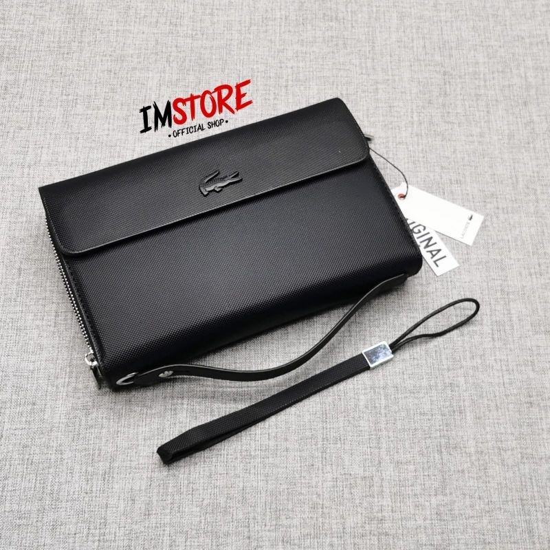 Handbag Leather Grid 022 Black (Penutup sudah magnet) Free Ballpoint Gold Exclusive