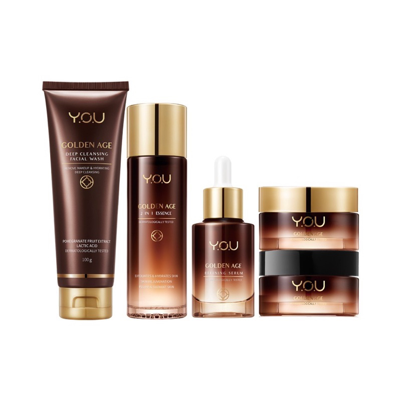 YOU Golden age series serum cream siang malam facial wash